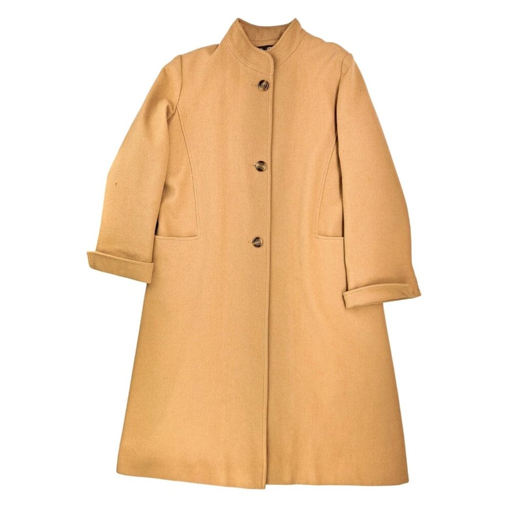 Vintage Gino Rossi For Wilson Camel Hair Coat Women Size 12 Pockets Button Front - Picture 2 of 13